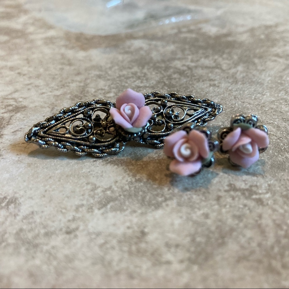 Vintage earring and pin set